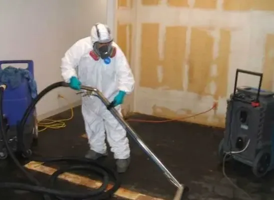 Cleanup of a black water sewage backup inside a home